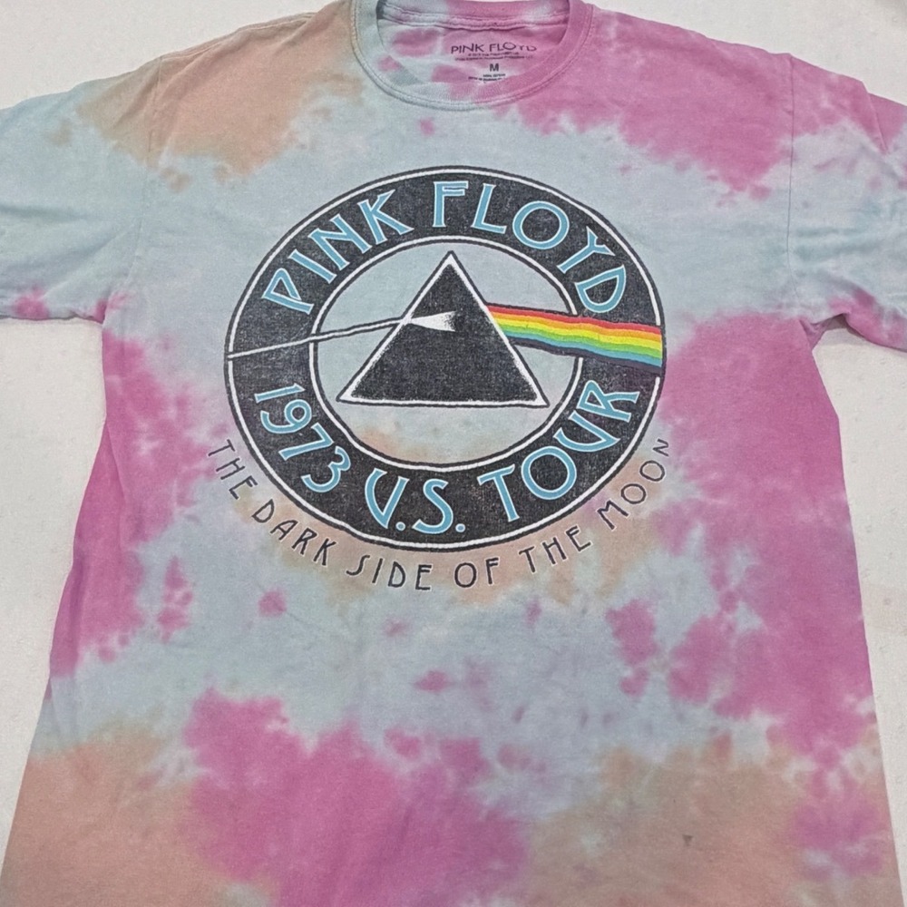 Pink Floyd Dark Side Of The Moon Tie Dye Graphic T-Shirt Medium 1973 US Tour